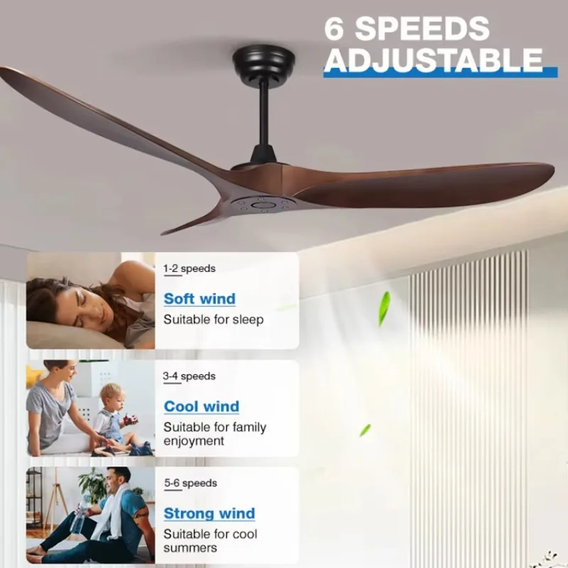 Easy Installation 60inch Super Quiet 3 Blades Indoor Dining Room Remote Control Ceiling Fan Without Light