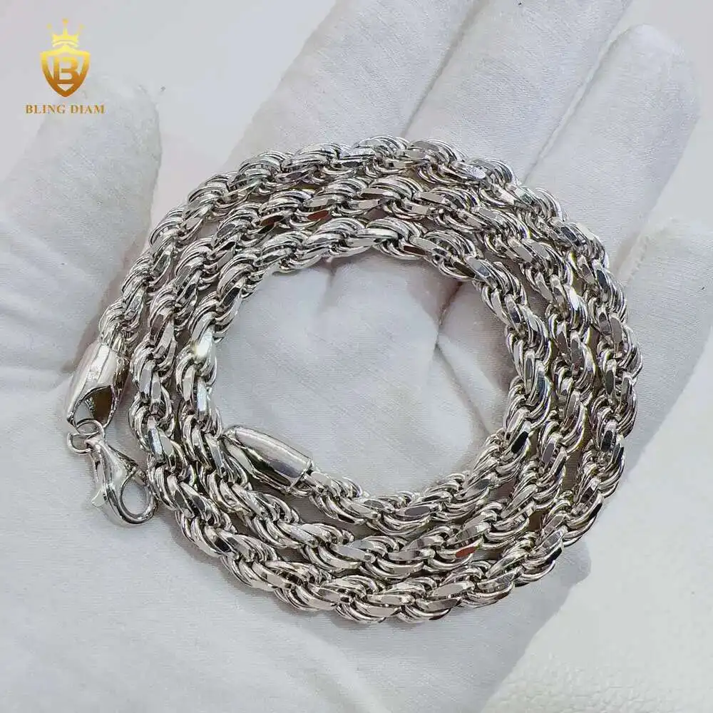 

Custom Hip Hop Jewelry 6mm Classical Necklace 925 Sterling Silver Rope Chains for Men Women