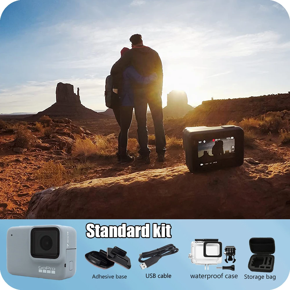كاميرا Gopro HERO 7 باللون الأبيض للرياضات الخارجية مع حزمة فيديو فائقة الدقة gopro 7 للغوص