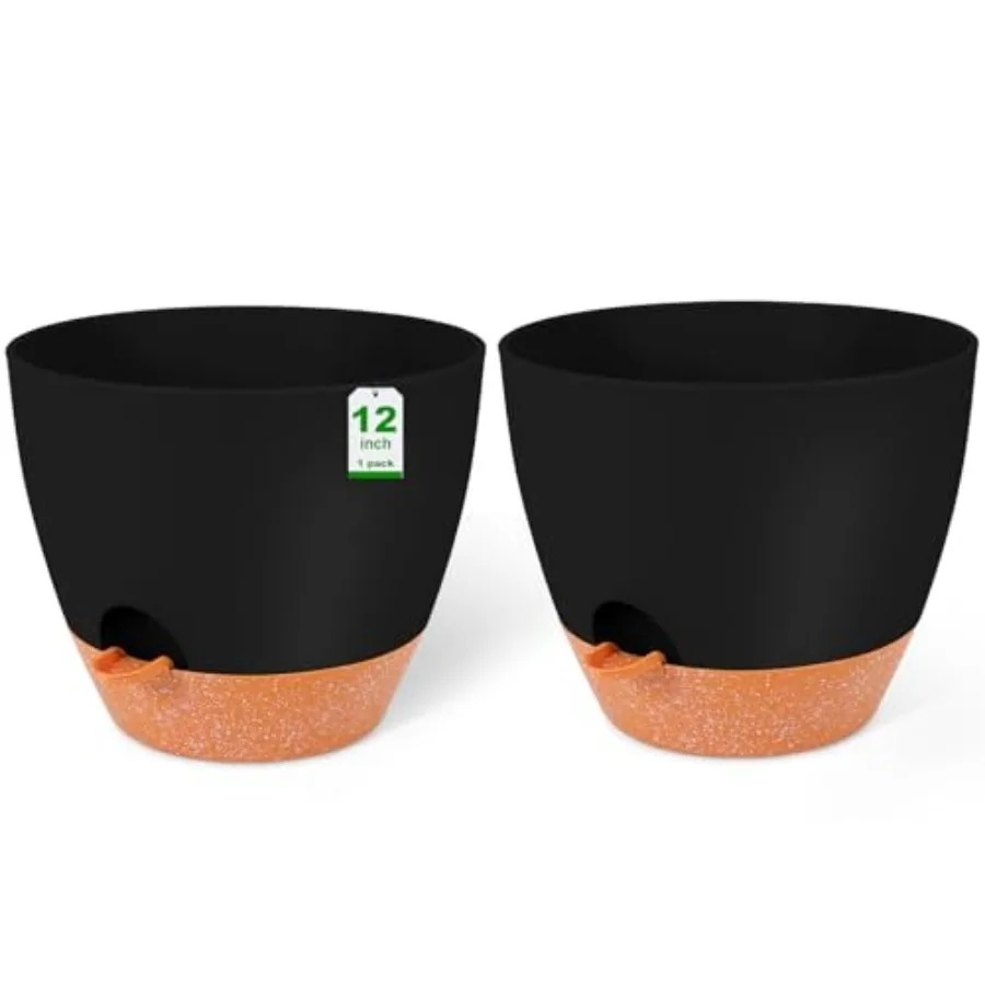 

planters, Plant Pots, Self Waterg Pots, 2 Pack Large Plastic Flower pots with Deep Reservior and High Draage Holes for door Out