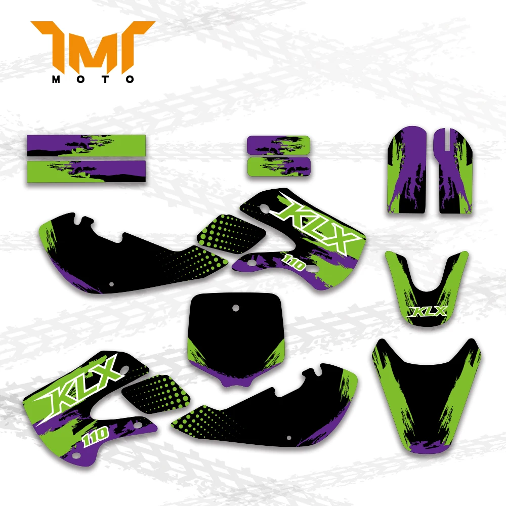 TMT Motocycle Graphics Background Decal Sticker for Kawasaki KX65 KX 65 2000-2013 KLX110 2000-2009 Team Style Customize Sticker