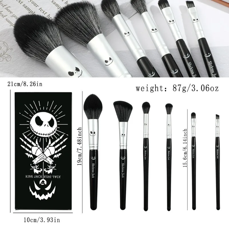 Jack Skellington Makeup Brush 6 Sets The Nightmare Before Christmas Movie Figure Eye Shadow Brush Professional Makeup Tools Gift