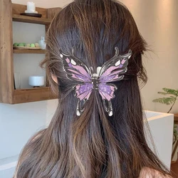 AWAYTR Multicolour Butterfly Acrylic Ponytail Hairpin For Women Girls New Gradient Thick Hair Clip Hair Claw Hair Accessories