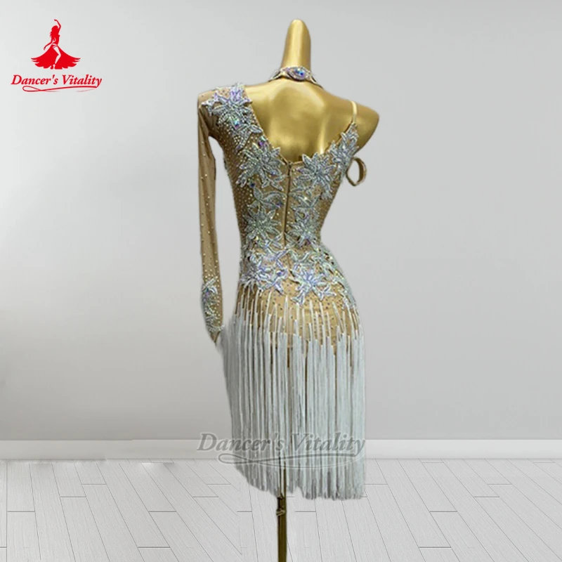 Latin Dance Graded Examination Performance&Competition Tassels Dress Custom Adult Blackpool Dance Festival Professional Clothing