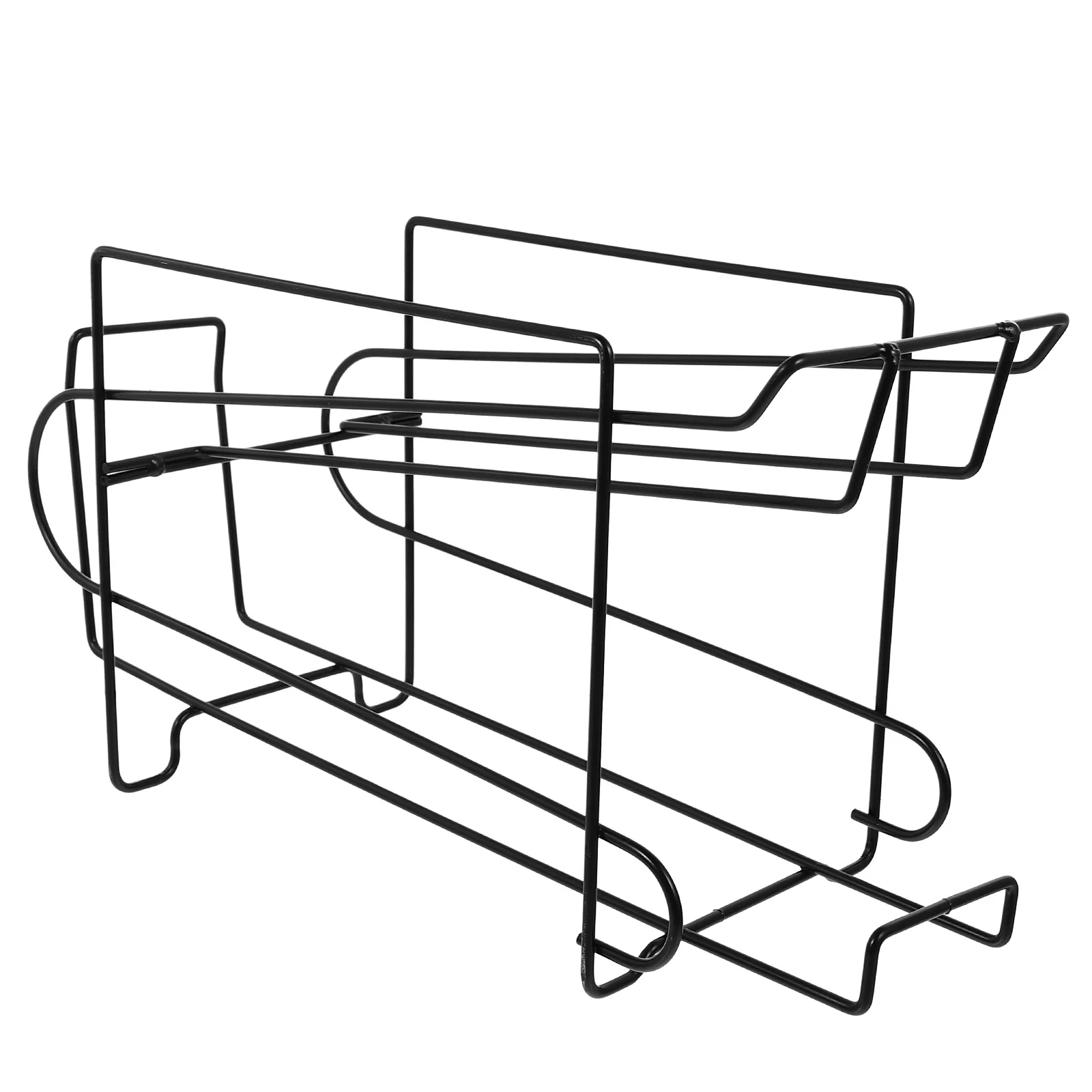 

1pc Beer Storage Rack Refrigerator Iron Beer Holder Double Layer Space Saving Drink Organizer Container Kitchen Supply Black