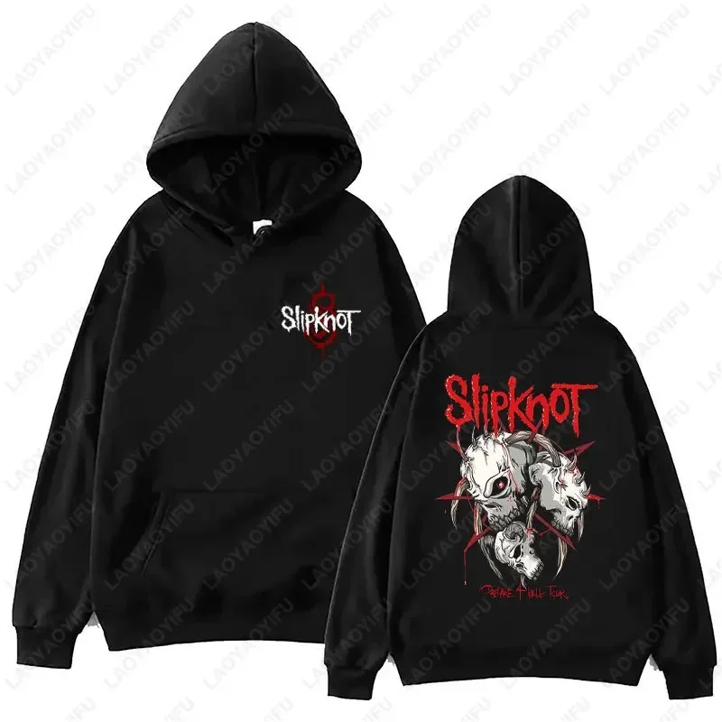 Neuer Stil: Herren-Hoodie mit Slipknot-Grafik in Schwarz – Oversized-Pullover mit Nu-Metal-Band-Print, Streetwear, lockere Passform – Detail 16