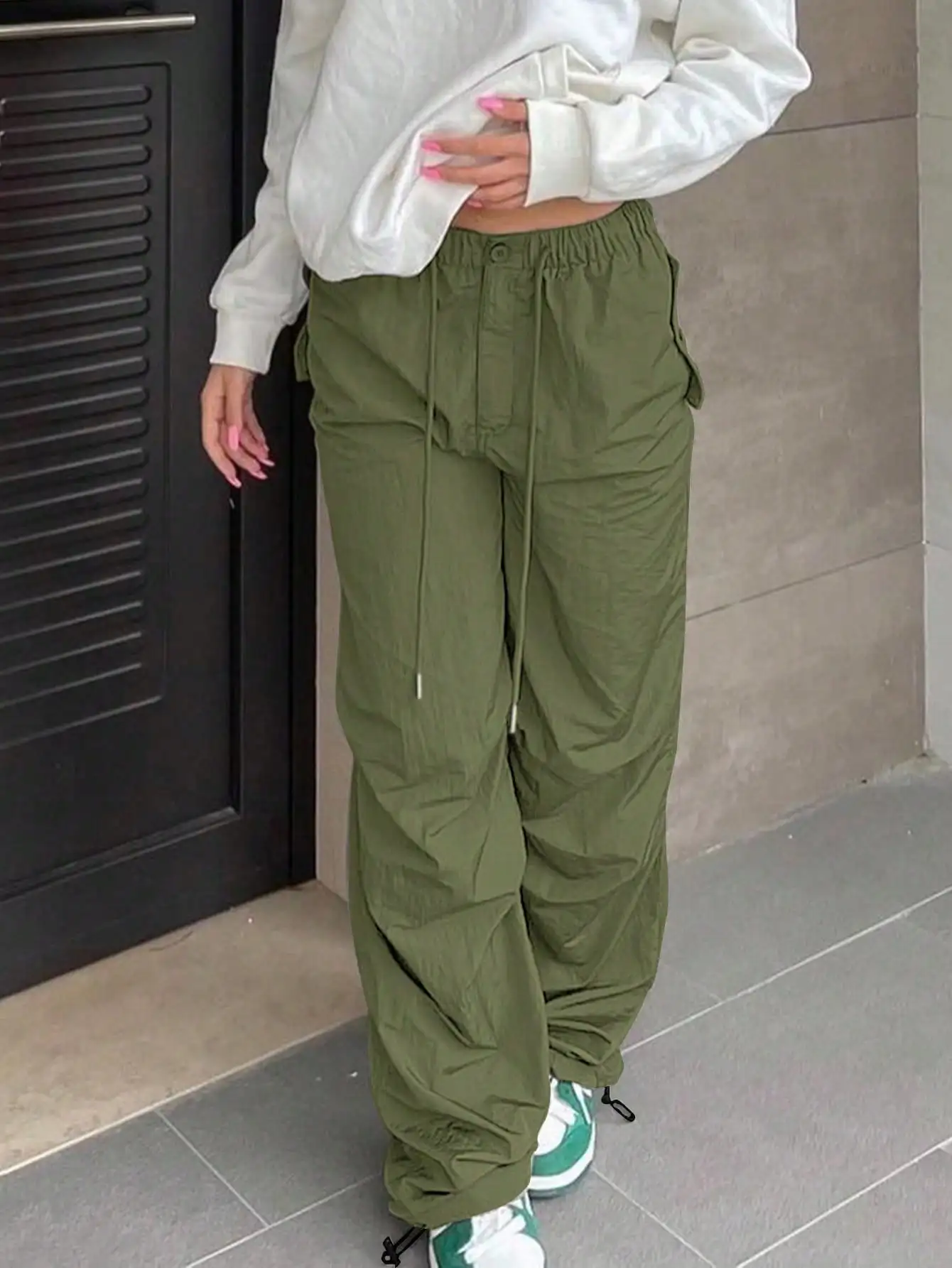 Women's Low-Waist Hip Hop Overalls - Drawstring Drop Crotch Wide Leg Sweatpants for Sports/Jogging (Warm)