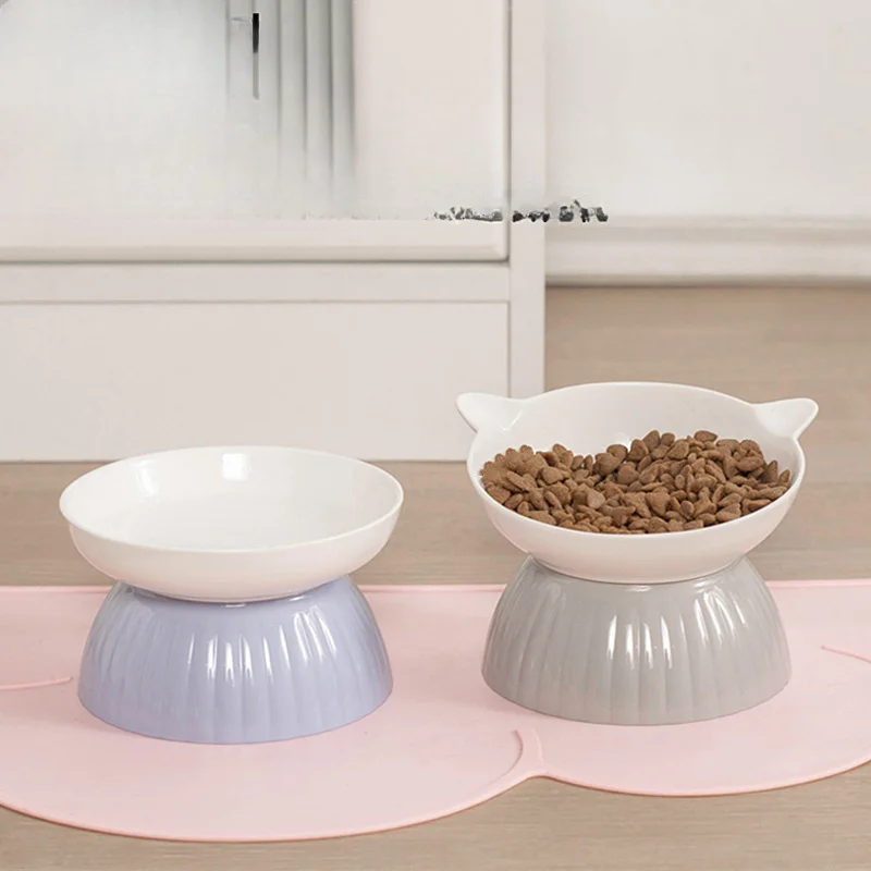 Cat Raised Bowl Ceramic Puppy Kitten Food Water Feeders Elevated Pet Drinking Eating Supplies