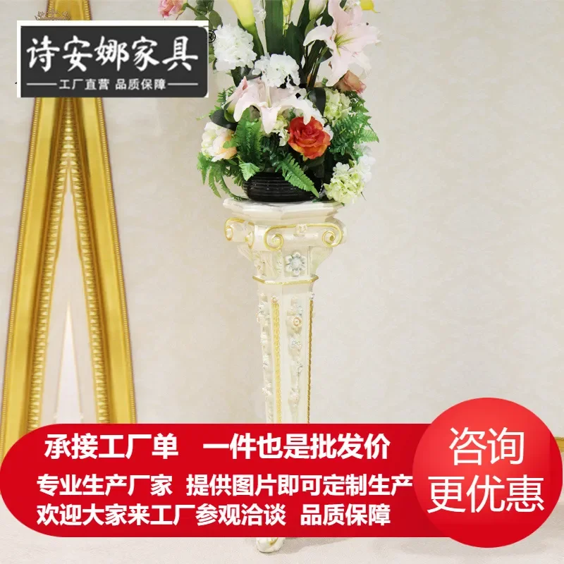 for European Neoclassical Solid Wood Flower Stand Villa Mansion Italian French Style High Plant Decoration Furniture