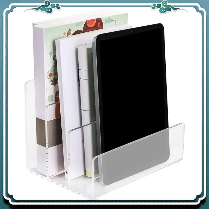 سهلة الاستخدام 1 قطعة حامل الملفات 3 أقسام عمودي منظم سطح المكتب شفاف مكتب فارز الملفات حامل الرف للمستندات Le #4