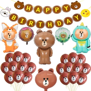 Línea Friends Town Foil Ballons Brown Cony Látex Globos Cartoon Bear Fiesta Suministros Decoración Feliz cumpleaños Banner Juguete 12 mejores amigos de línea de venta Sally - №12