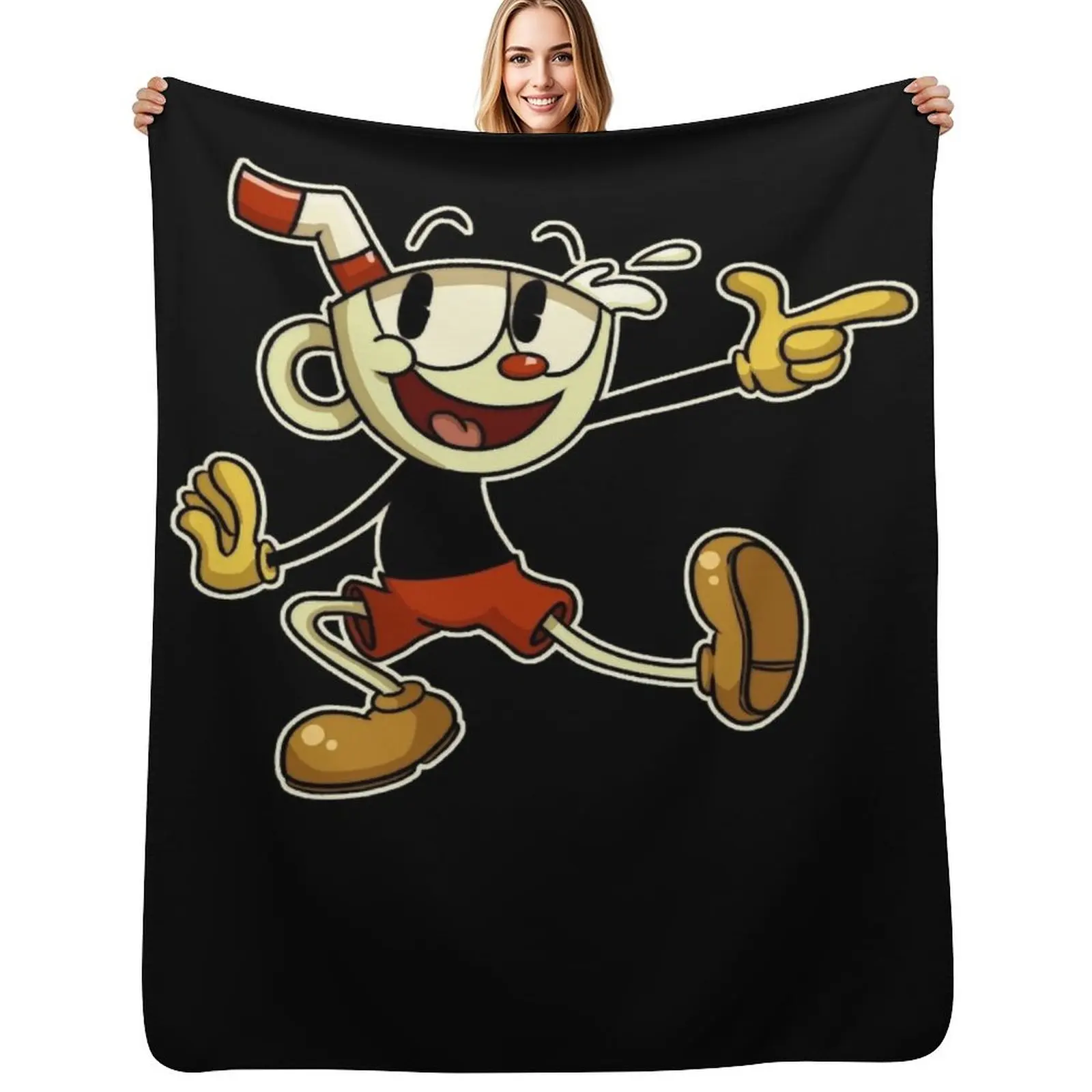 Cuphead , cuphead, cuphead and mugman, cuphead game, cagney carnation, cagney carnati Throw Blanket Father’s day blanket gift