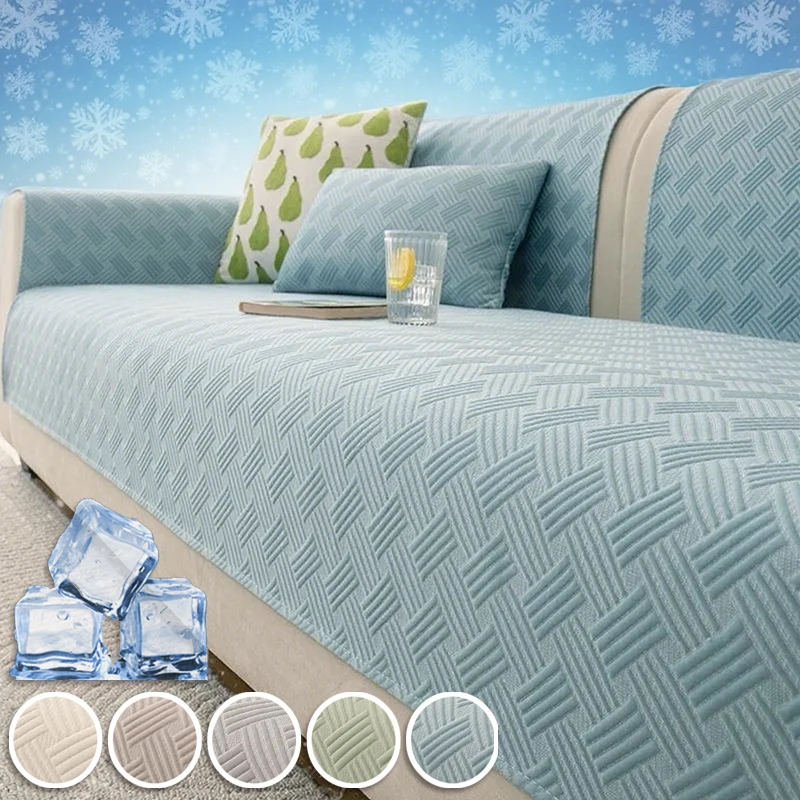 

Ice Silk Sofa Cover Summer Cooling Sofa Mat Non-slip Couch Cushion Comfortable Universal Sofa Towel for Living Room Home 쇼파패드