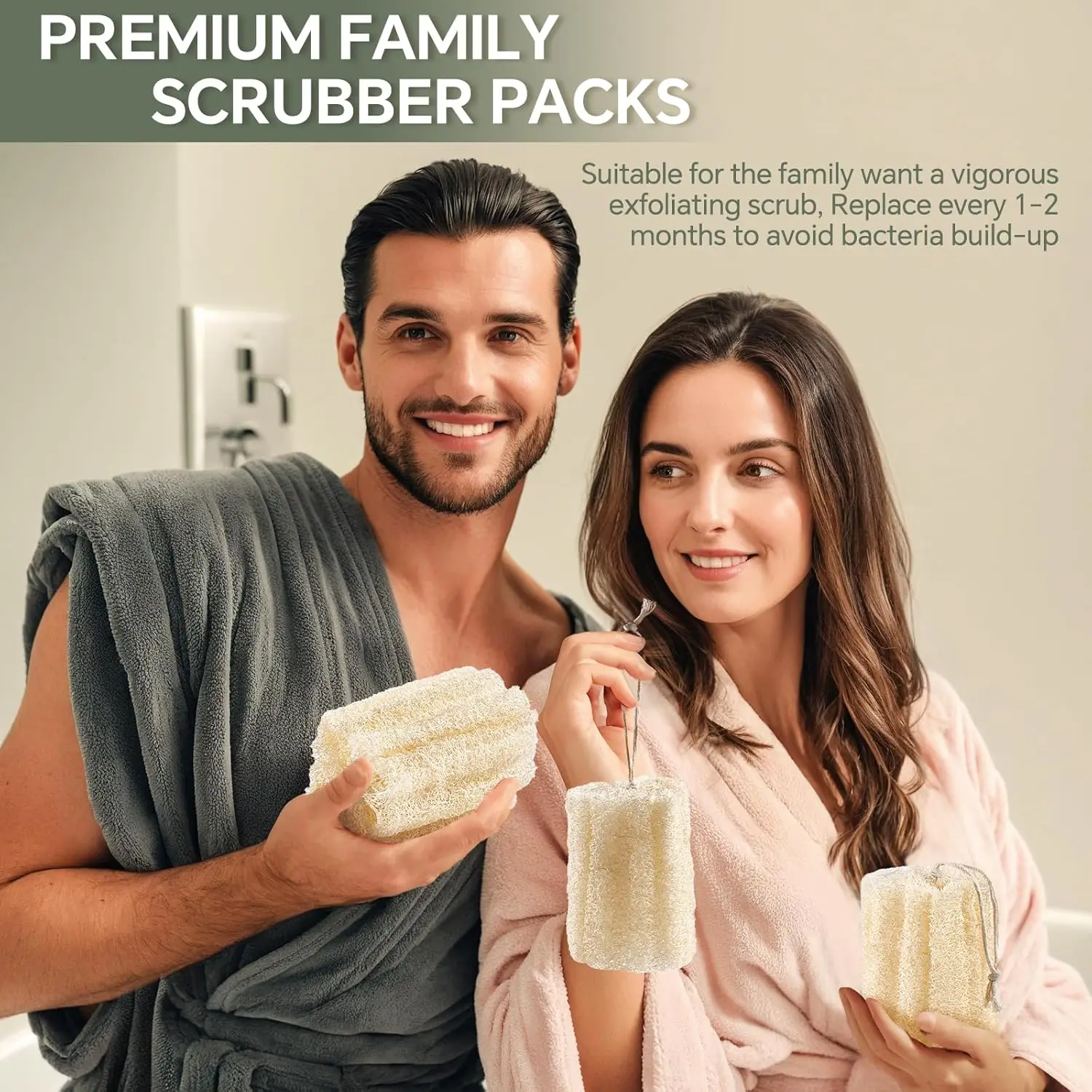Lucha orgánica, esponja exfoliante de Luffa natural para lavar el cuerpo, herramienta de limpieza para el baño y la cocina, esponja corporal para el baño