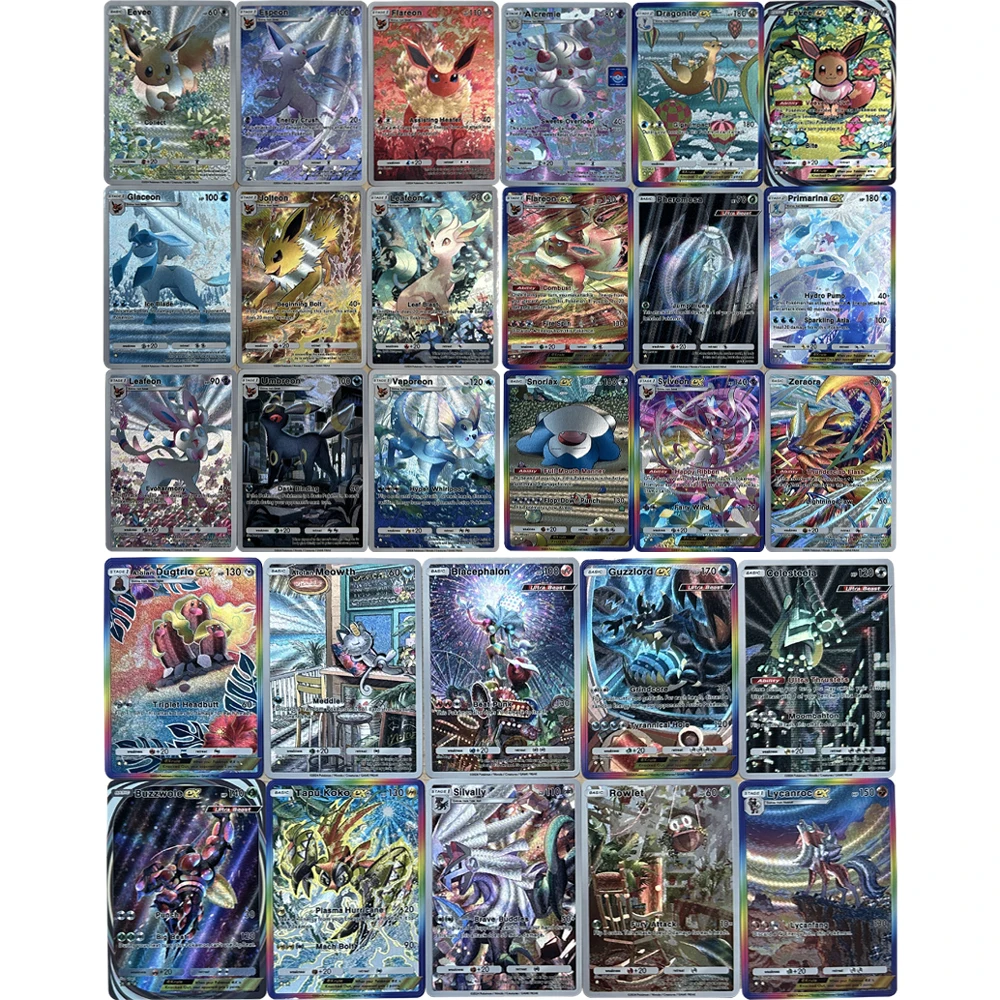 

10Pcs/set New PTCG POCKET Series Collection Card English Mewoth Eevee Snorlax Sylveon Embossed Color Texture Flash Card Kid Gift