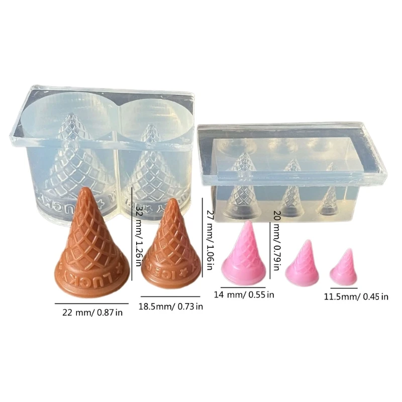 Molde silicone resina epóxi, forma cone sorvete, molde para casa boneca, moldes para brinquedos comida