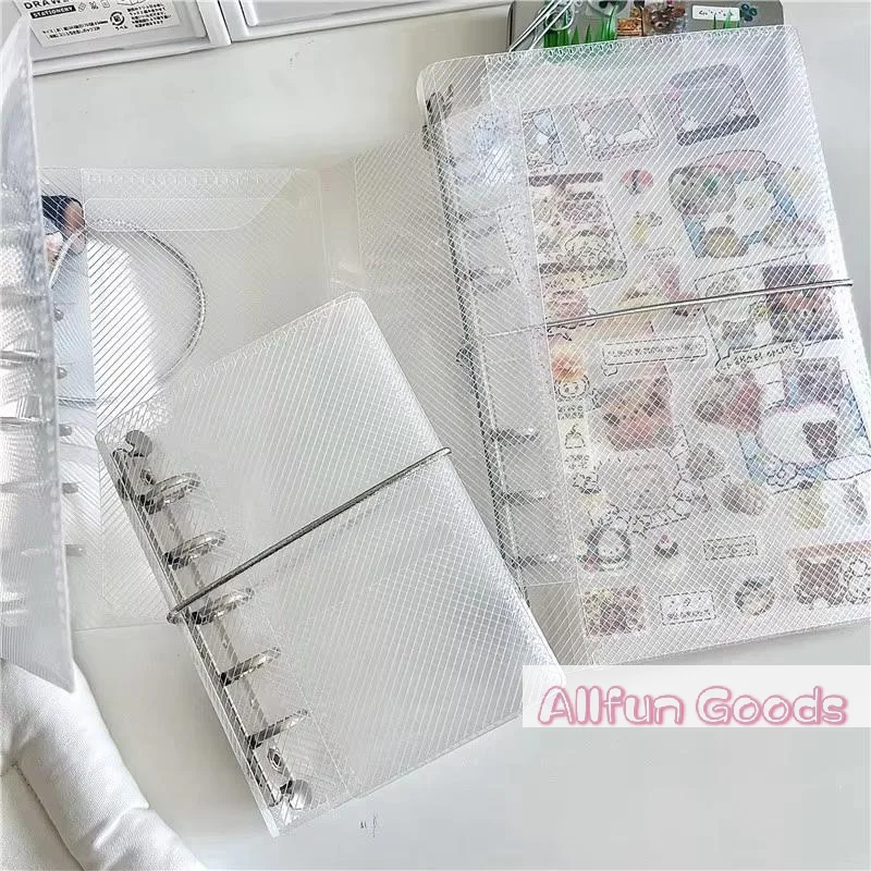 [TG835]M5 A6 Diagonal PP Three Fold PP Loose Notebook Cover Mini Portable Sticker Small Card Photo Storage Ledger