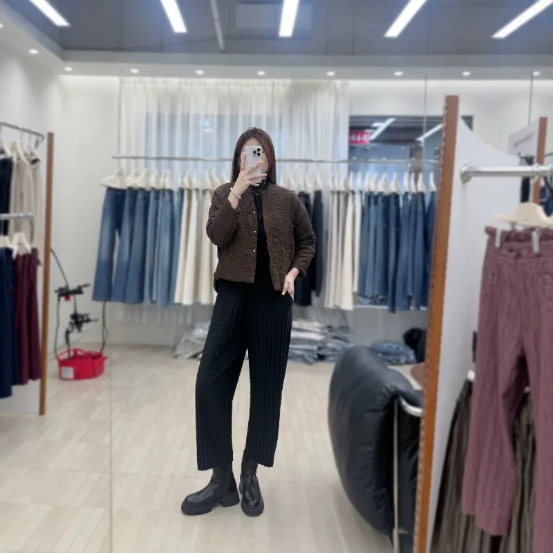 Miyake Pleated Jacket 2026 Autumn New Solid Handmade Random Pleats Double-Sided Thin Fold Top Reversible Casual Versatile Jacket