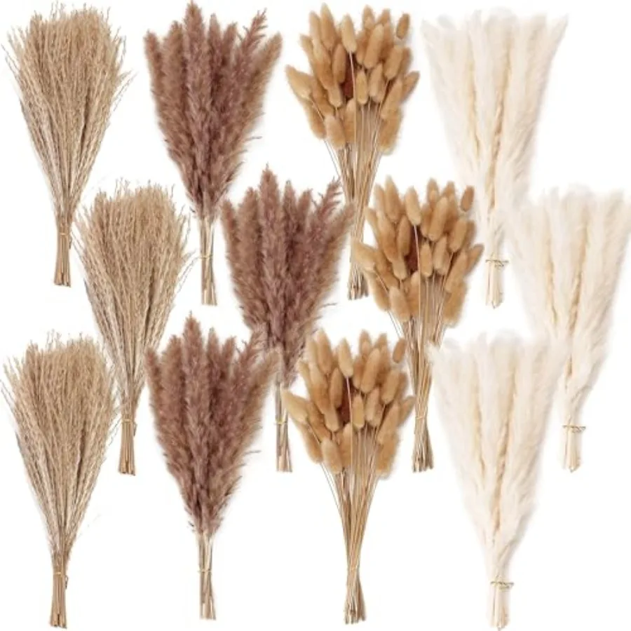 300 Piezas de Ramo de Flores Secas, Decoración Floral de Hierba de Pampas Natural para Decoración de Interiores del Hogar, Centros de Mesa para Bodas, Decoración Boho Chic
