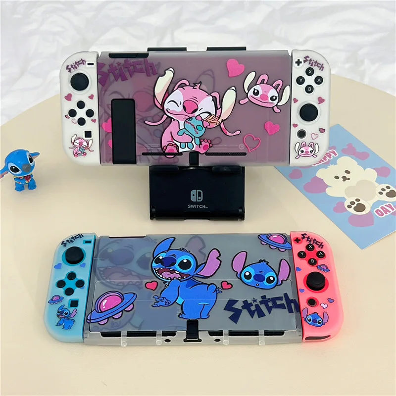 

Disney Stitch Hard Case Charging Dock Station Cover Protective Shell for Nintendo Switch Oled NS Console Crystal Protector Skin