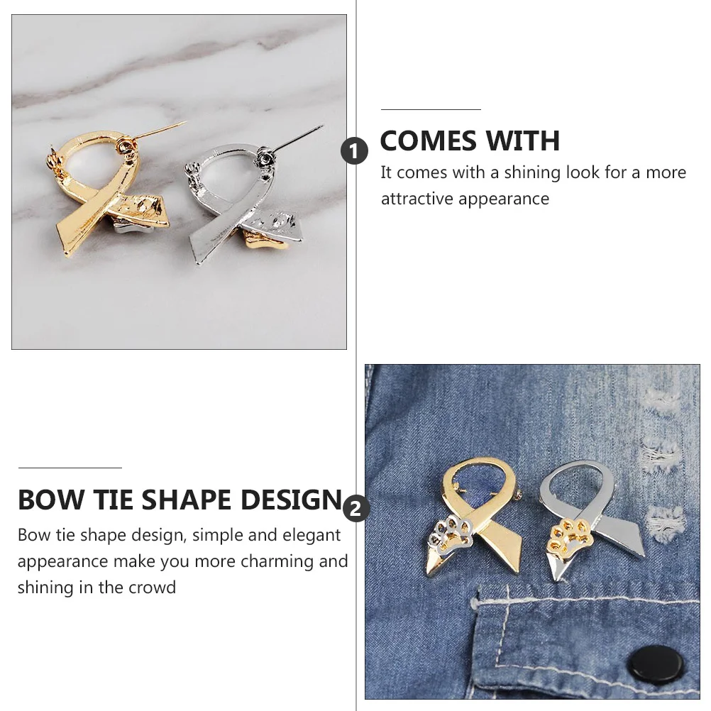 

4Pcs Alloy Dog Claw Brooch Delicate Bow Tie Breastpin Decorative Corsage for Suit Dress Hat Scarf Claw Brooch Adorable Corsage