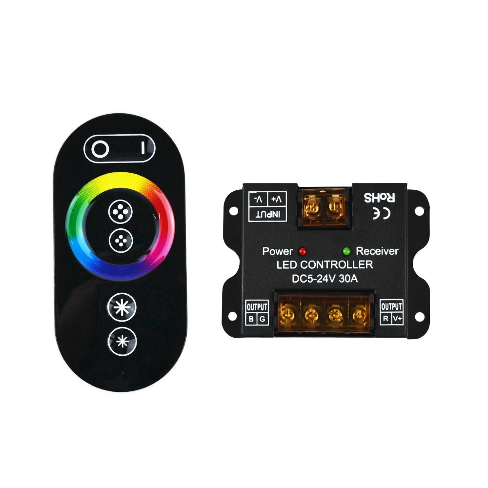 Small Iron Shell Controller Touch Remote Control Indicator Dc5-24V 30A 6Key Single Light Cct Rgb Smd Cob Strip Dimmer Controller