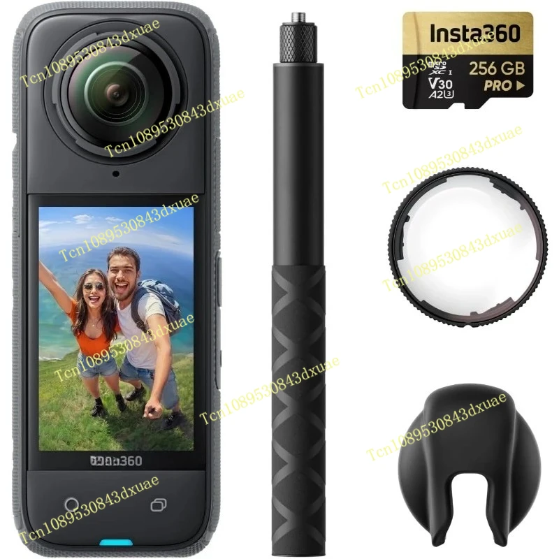 X4 Premium Lens Guards Bundle - 8K Waterproof 360 Action   , 4K Wide-Angle Video, Invisible Selfie Stick