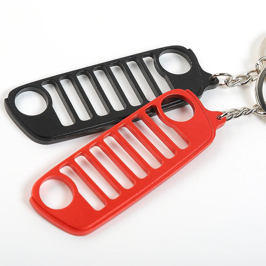 New 1Pcs Aluminum Alloy Front Face Grille Key Ring For Jeep Wrangler JL Keychain Silver/Red/Black Car Decoration