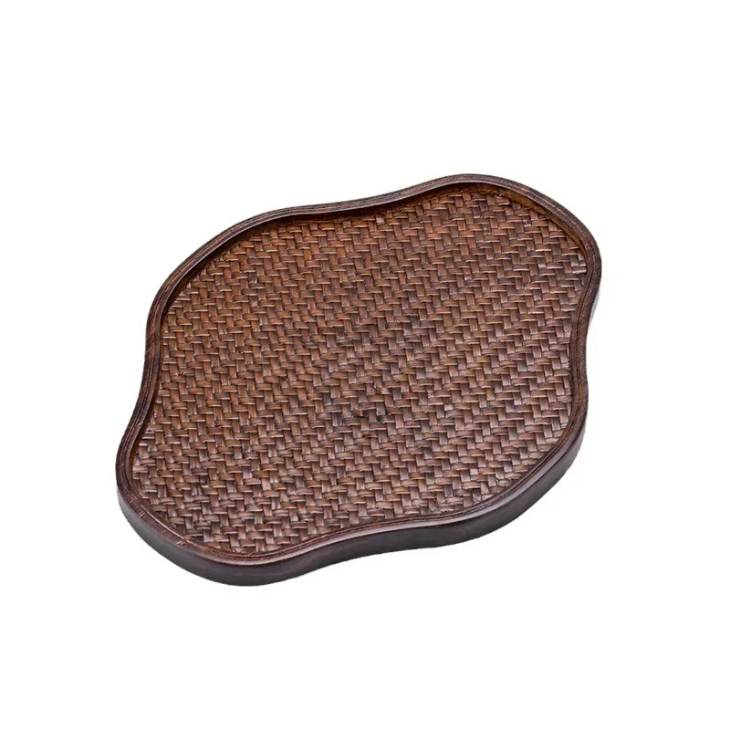 Bamboo Mat Noodle Tea Tray Dry Soaking Tray Woven Mat Noodle Coaster Kung Fu Tea Set coffee table decor