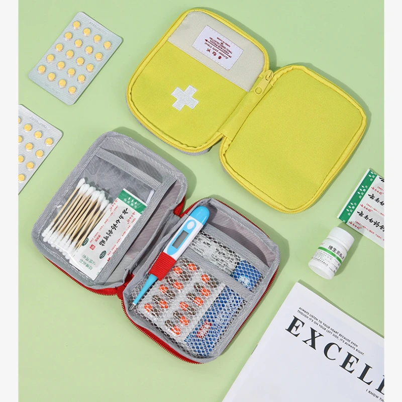 Kit de primeiros socorros portátil e durável para viagens, acampamento ao ar livre, mini saco de armazenamento de medicamentos, estojo de comprimidos de sobrevivência de emergência