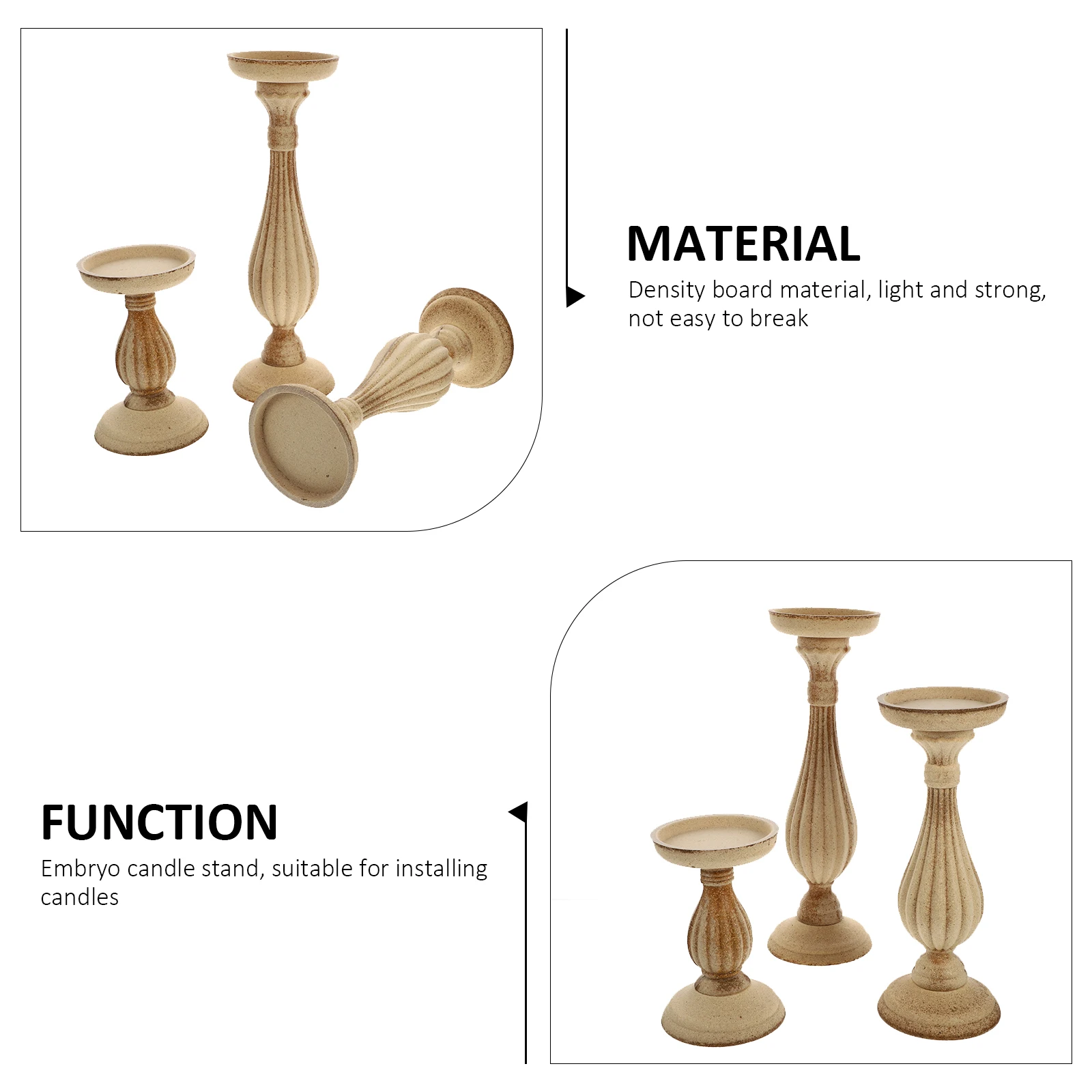 

3 pcs Wooden Holders Vintage Nordic Retro Tealight Candlestick For Home Decor Hotel Party Use Standing Holder