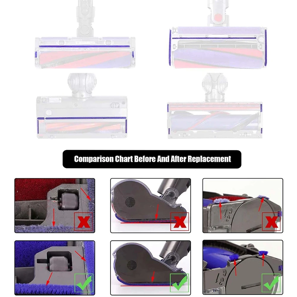 Tuyau de tube à bandes en peluche douce pour aspirateur Dyson, remplacement de têtes de livres, V6, V7, V8, V10, V12, V15, DC58, DC59, DC62, DC72,