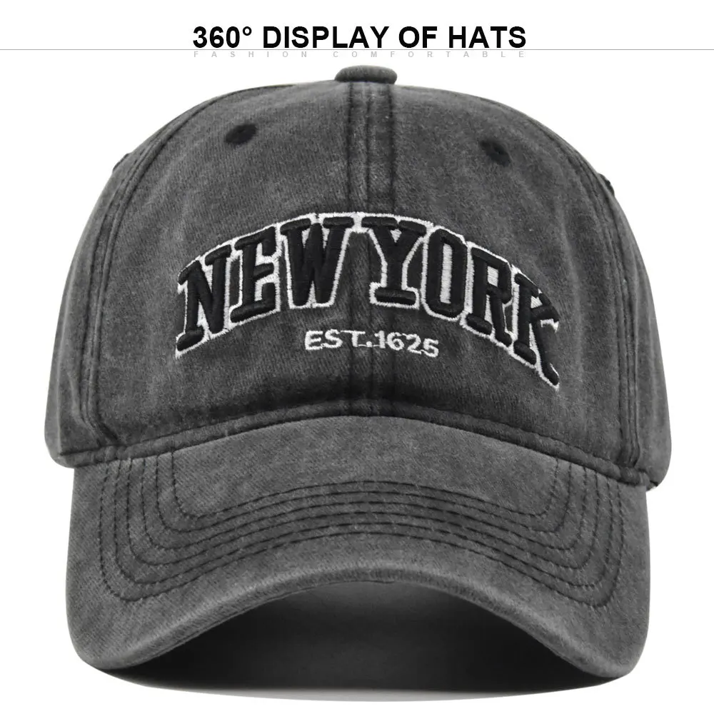 2025 Hot Adjustable NEWYORK Embroidered Letters Baseball Cap Breathable Cotton Unisex Sport Outdoor Sun Protection Snapback Hat