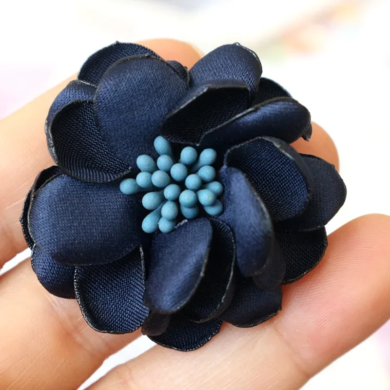 5 Stücke 4,5 CM Handgemachte Satin Stoff Künstliche Blume Für Hochzeit Party Kleidung Dekoration DIY Haarschmuck – Detail 5