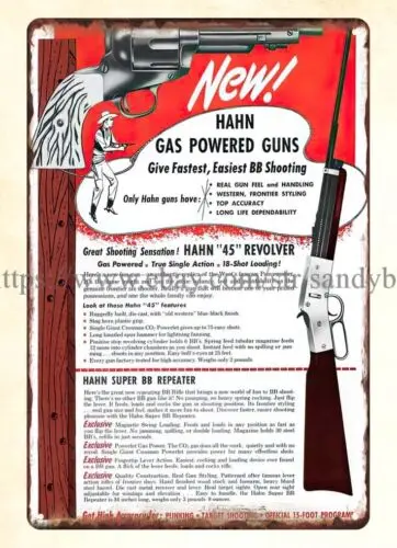 1959 Hahn Gas Powered Guns metal tin sign outdoor wall art living room