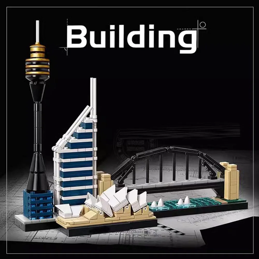 Architecture London Sydney Chicago Shanghai Building Blocks Kit Bricks Classic City Model Kid Toys Gift 21033 21032 21034 21038