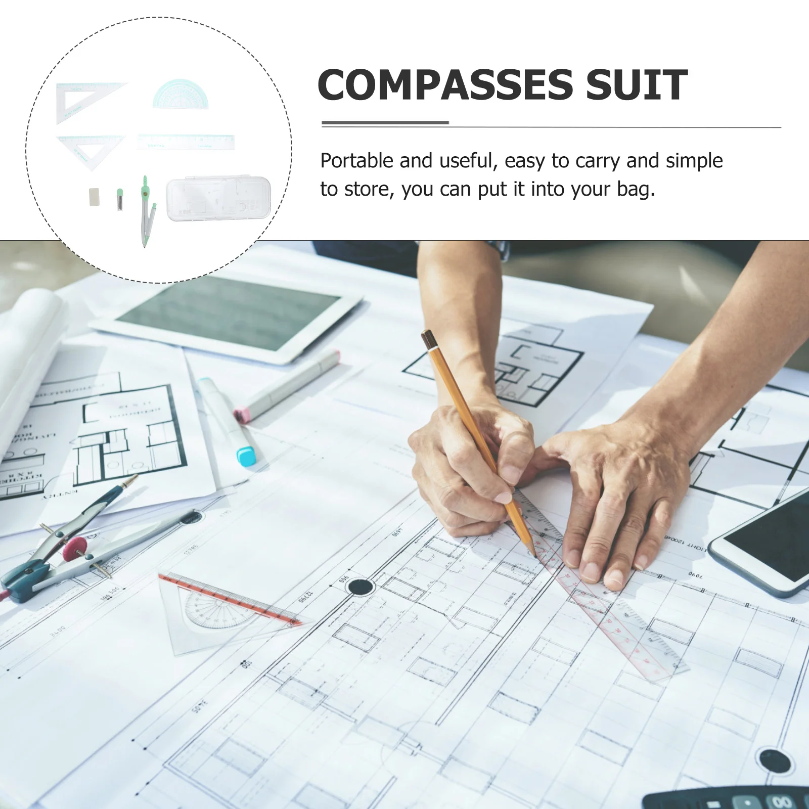 مجموعة واحدة من أدوات مسطرة البوصلة الاحترافية مجموعة رسم دائرية متعددة الوظائف لتصميم فني لتكنولوجيا الشبكة المعمارية