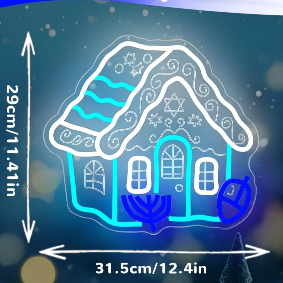 الشتاء كوخ النيون منزل عكس الضوء LED ضوء النيون تسجيل لعيد الميلاد مطعم بار فندق ديكور هدايا للأطفال USB بالطاقة