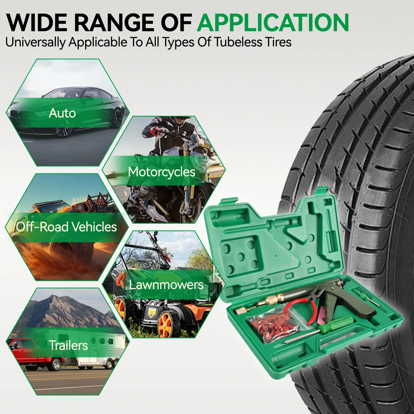 

Авто багажник, велосипед, бескамерный ремонт шин, прокол, вилка для гаража, мотоциклетный вакуумный пистолет для ремонта шин, автомобильный блок для шин, комплект для утечки воздуха, инструменты