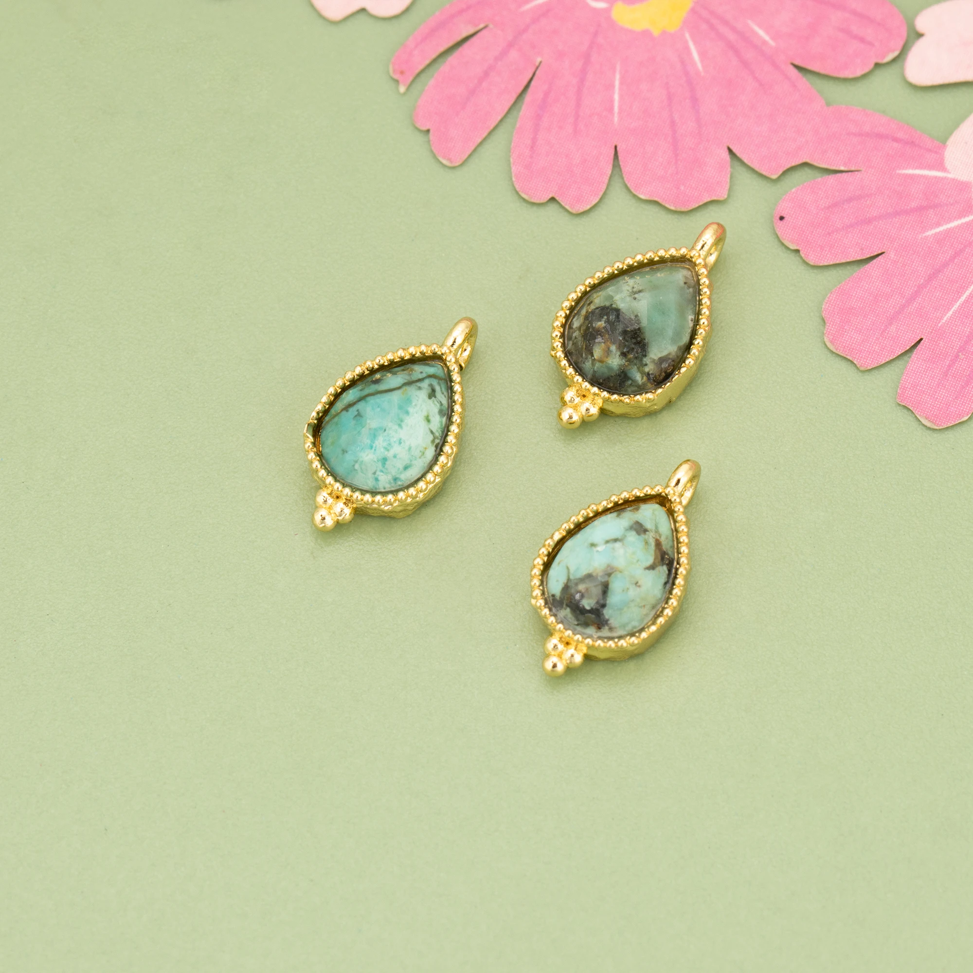 YEGUI,2pcs/lot,MI14,jewelry accessories,18k gold plated,copper,natural stone,hand made,jewelry making,charms,diy pendants view 5
