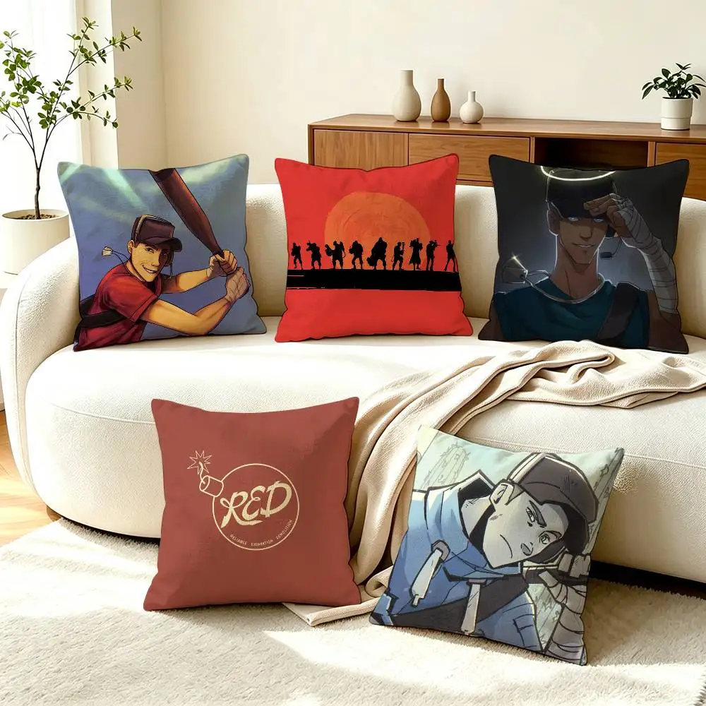 S-Scout Team Fortress TF2  Square Double-Sided printed Pillow Case Bedroom Bedside Pillow Sofa Cushion Cover