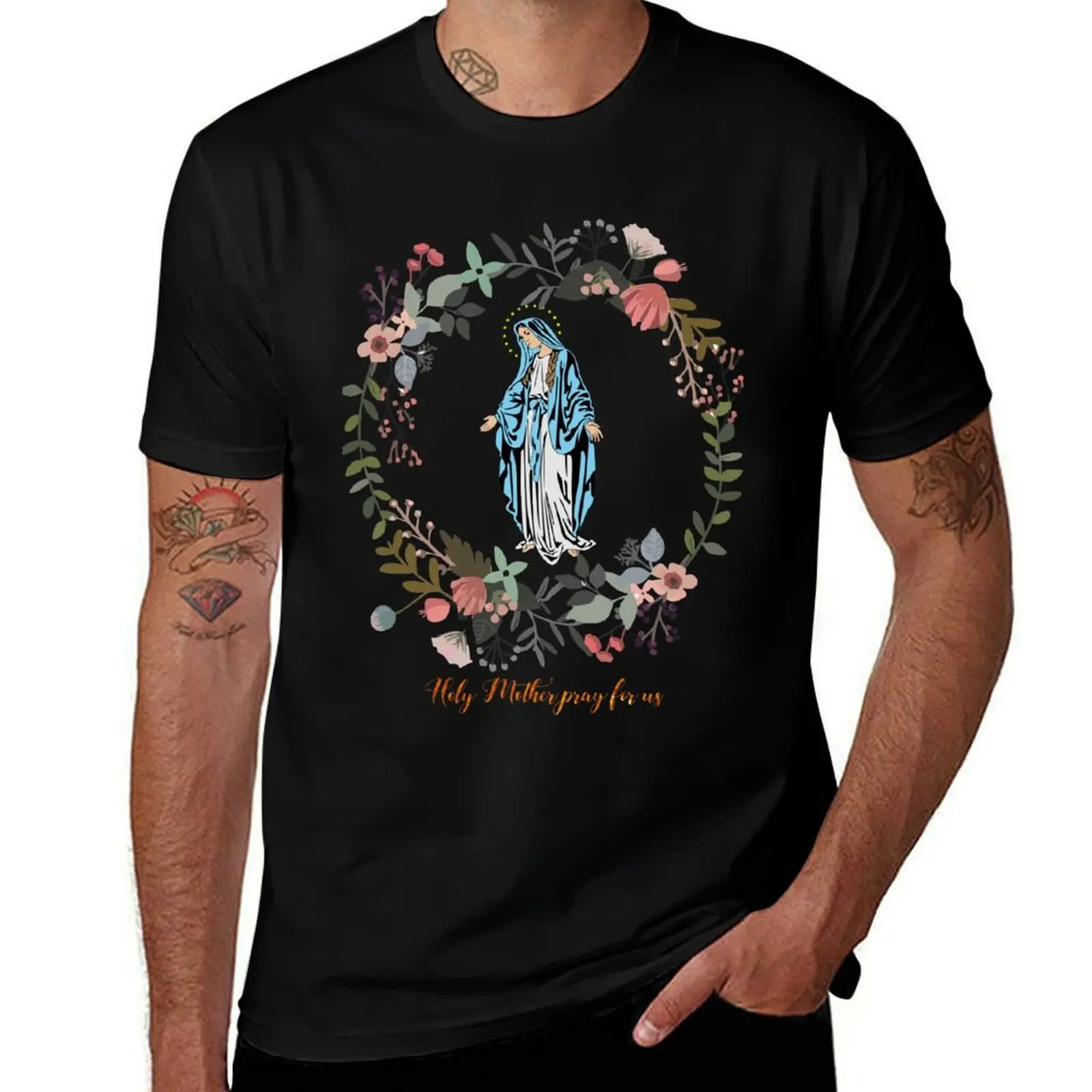 Holy Mary Pray for us Virgin Mary Wall Art Blessed Mother of God Catholic Gift T-Shirt