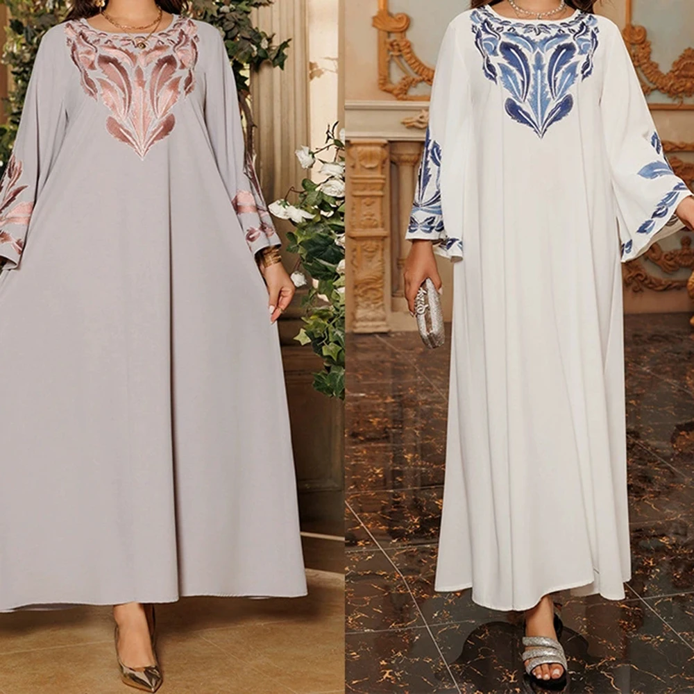 

Muslim Dubai women's robe embroidery hot diamond Middle Eastern new ethnic dress-GZXX618