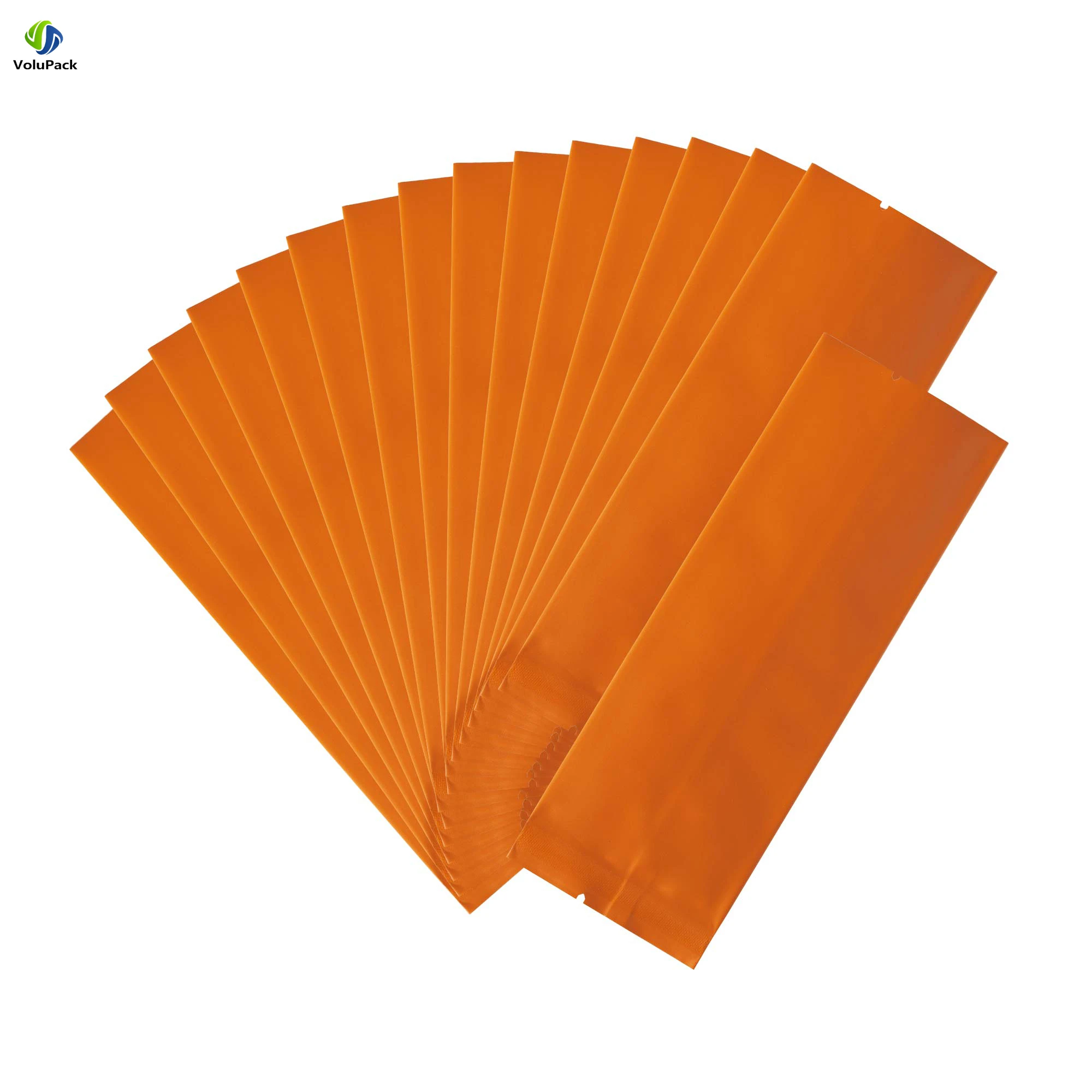 100pcs Matte Orange Long Strip Coffee Beans Milk Powder Packaging Bags Aluminum Foil Small Heat Sealed Pouches Storage Plastic