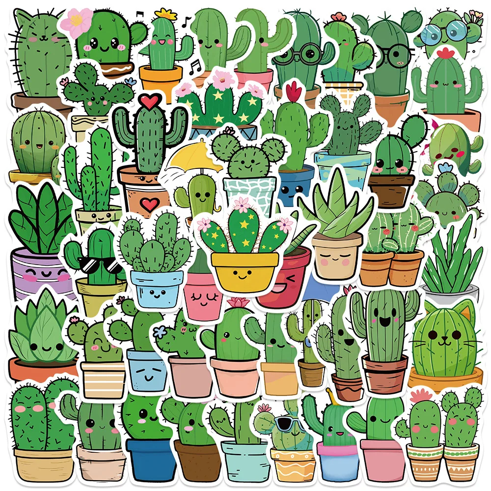 

10/30/50PCS Cartoon Cactus Sticker Funny Meme Graffiti Waterproof Decal Kids Toy Decorative Suitcase Laptop Skateboard Guitar