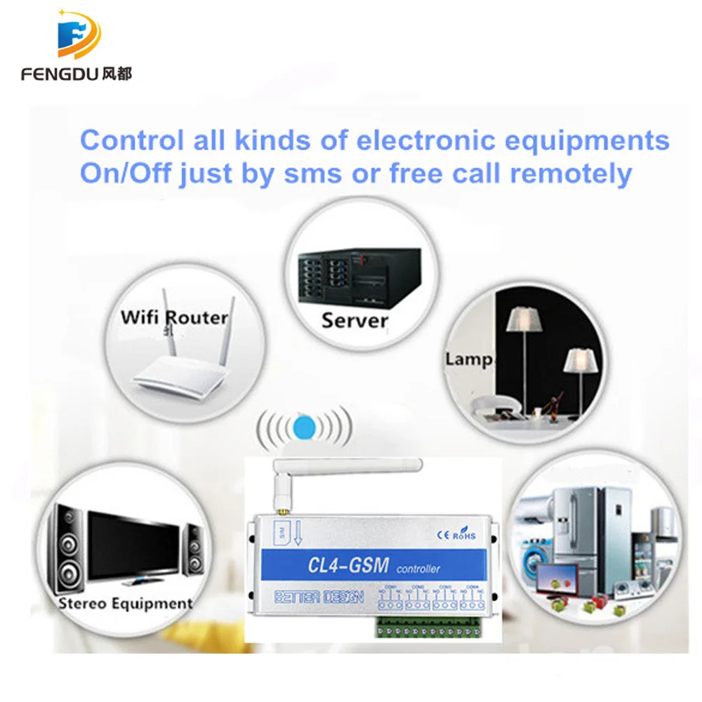 

Wireless Controller GSM 4 Channel Relay CL4-GSM SMS GSM APP For Gate Door Opener