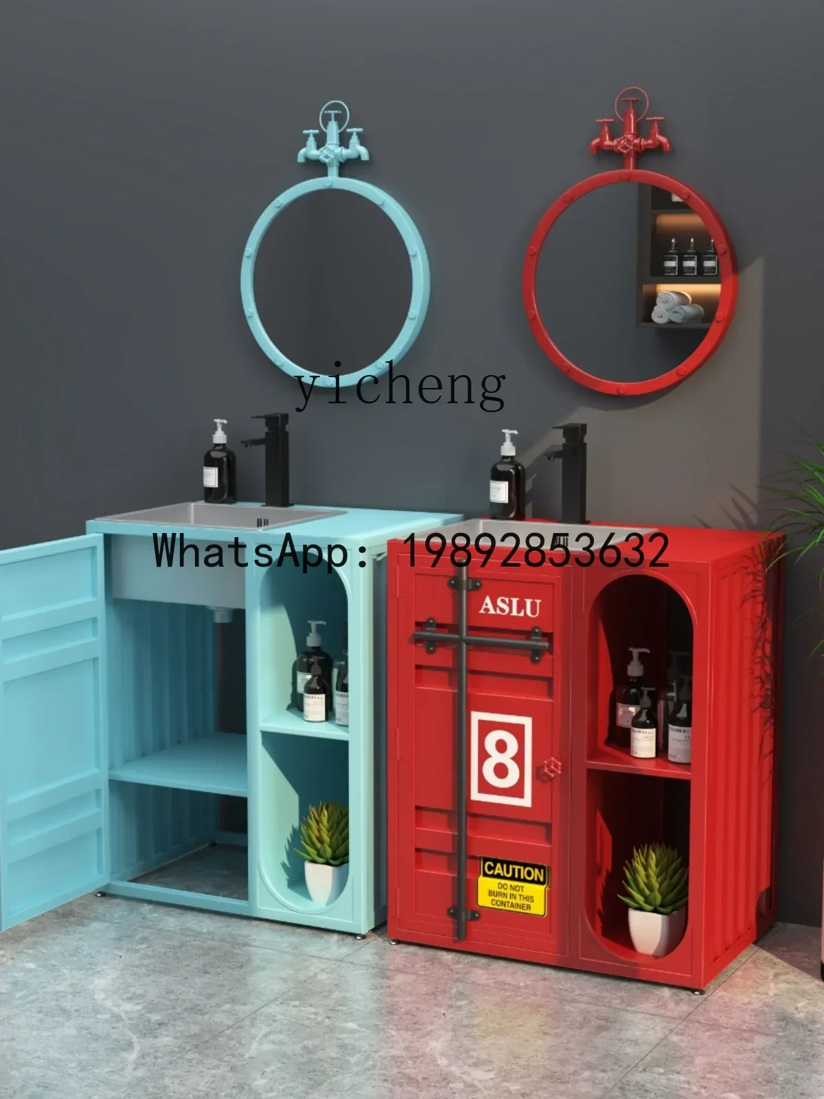 Lavabo de acero inoxidable de estilo Industrial B1, recipiente para lavabo, tipo suelo Simple Retro