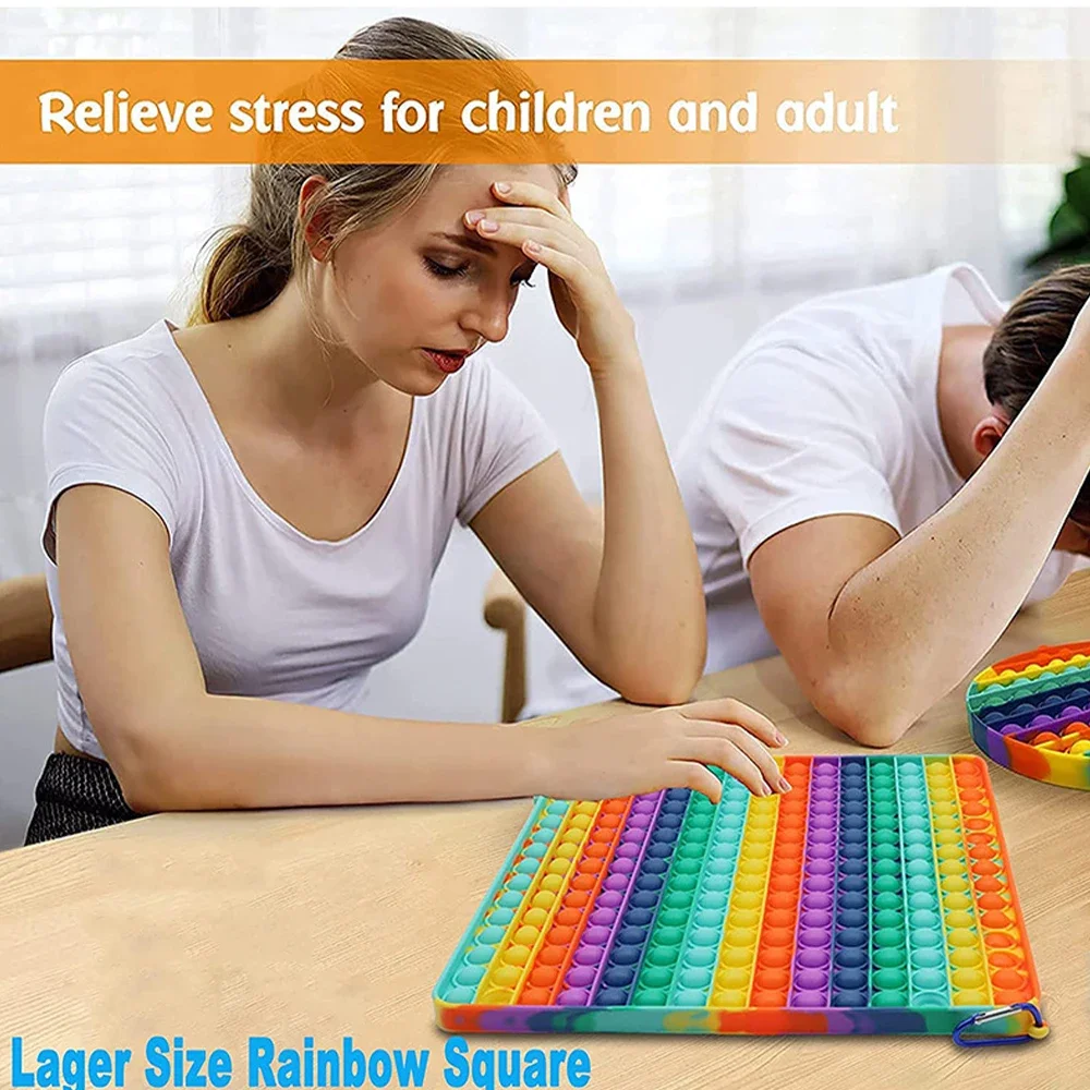 Große Größe 20CM Regenbogen Platz Push Blase Zappeln Spielzeug Kinder Erwachsene Stress Relief Spielzeug Antistress Squeeze Geschenk 20CM 30CM XXL