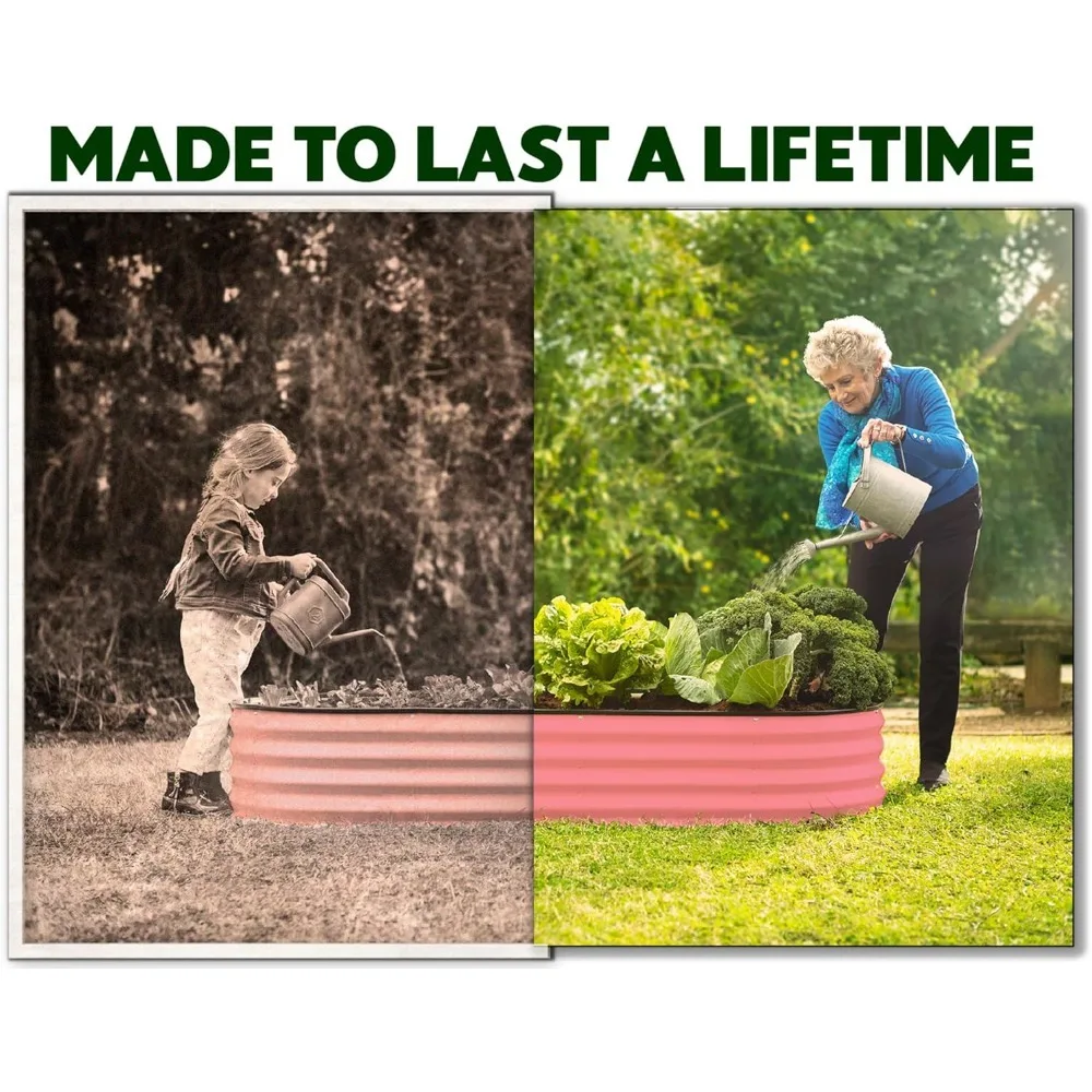 أسرة حديقة مرتفعة مجلفنة مطورة بالكامل في الهواء الطلق // 4 × 2 × 1 قدم أغطية مرتفعة لزراعة البستنة والخضروات والزهور #3