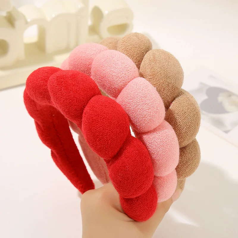 Sponge Spa Headband Velvet Washing Face Wide Padded Headband Skin Care Makeup Removal Shower for Women Girls Hair Accessories